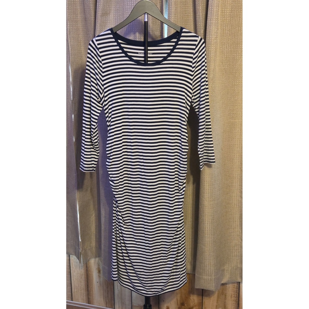 Liz Lange Maternity Striped Longβ Sleeve Dress Women's Size Small White Navy